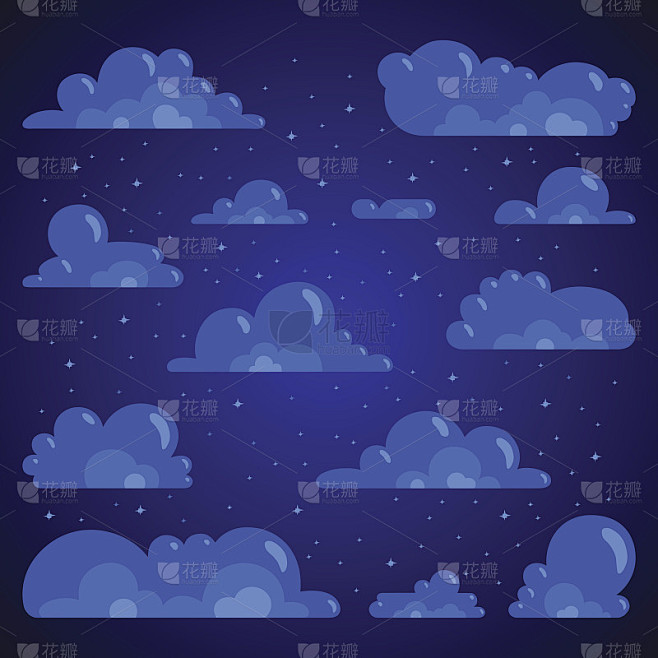 夜晚的云带着星星，落下