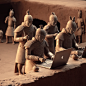 Terracotta Soldiers doing modern high-tech jobs, 8k