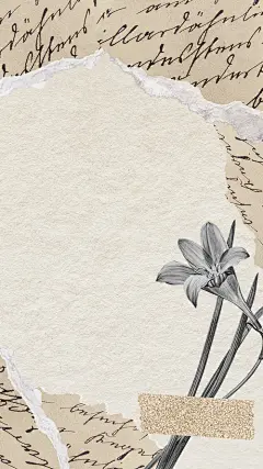 PNG复古米色手机壁纸老字母花蜉蝣设计