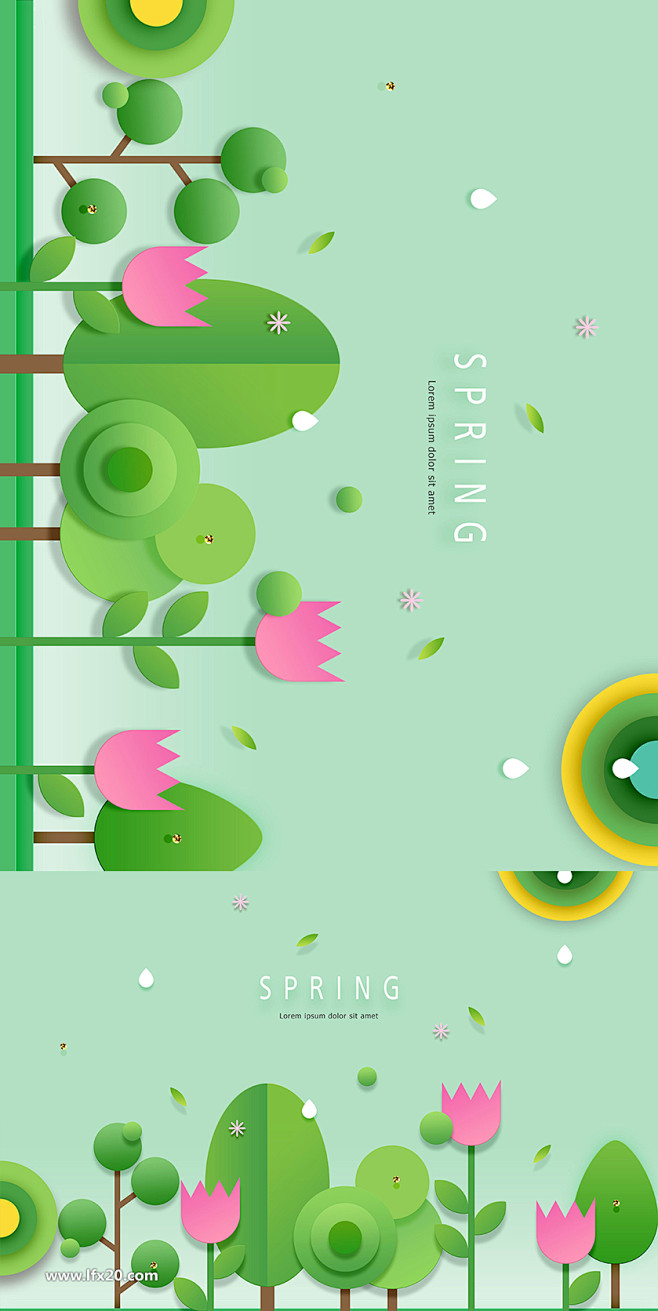 【乐分享】创意剪纸城市地产小河树木PSD...