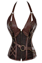 Sexy Brown Steel Bone Faux Leather Steampunk Gothic Corset Lingerie Basque in Clothes, Shoes & Accessories, Women's Clothing, Lingerie & Nightwear | eBay