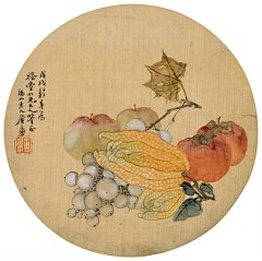 清·居廉花鸟团扇精品