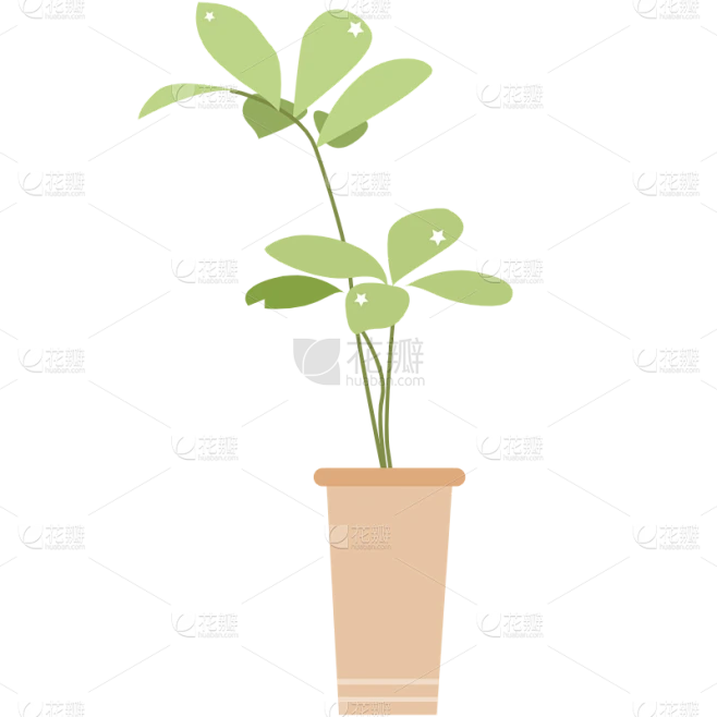 扁平风植物贴纸素材-花瓣网