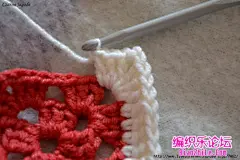 钩针方形图案“钻石”花