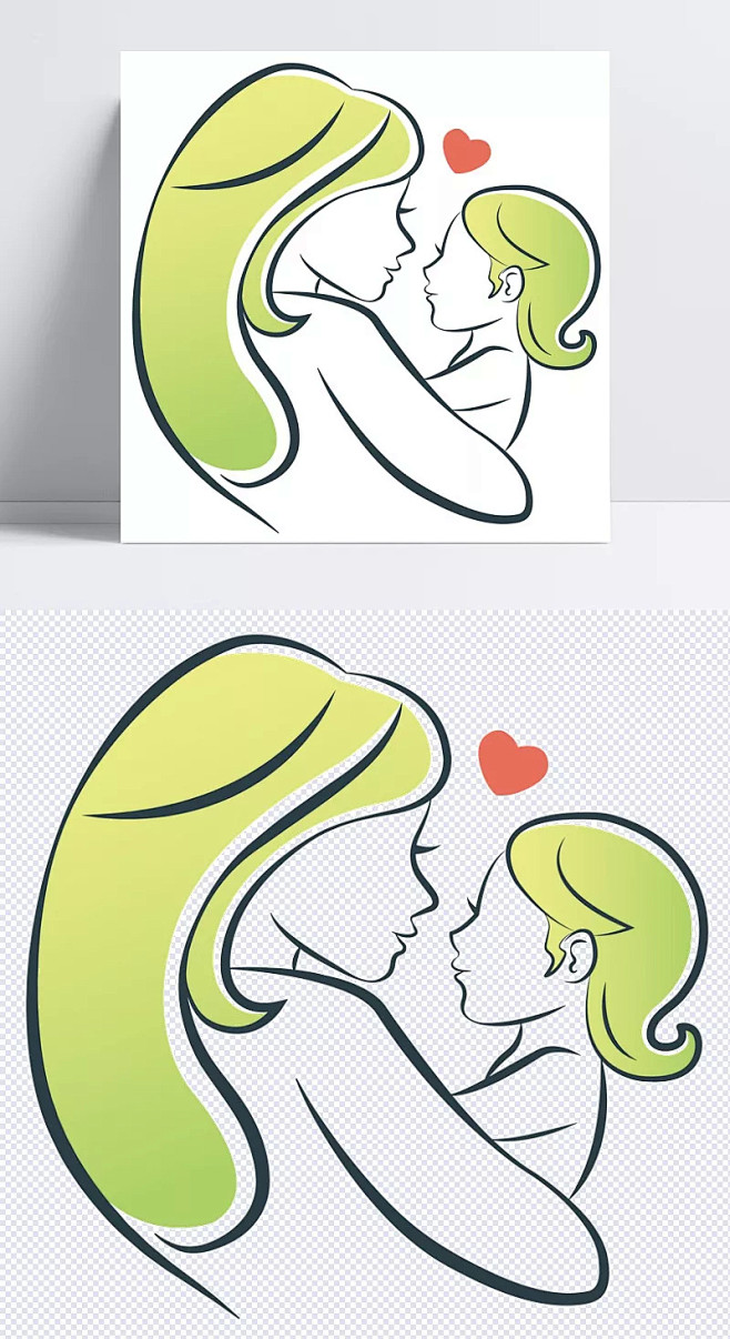 母婴矢量简笔插画|绘画,插画,婴儿,母爱...