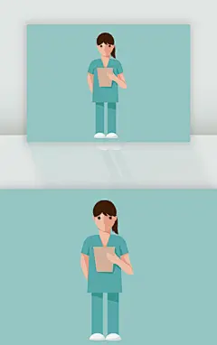 手绘医务工作者医生护士插画