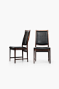 Torbjørn Afdal dining chairs : Very rare set of 6 high back dining chairs model Darby designed by Torbjørn Afdal Produced by Nesjestranda møbelfabrik in Norway Rosewood and original black leather Excellent vintage condition, wit…