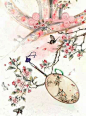 手绘古物【扇子】【繁花】【粉色】【古风】