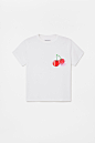 Basic T-Shirt White/Cherries | Stand Studio