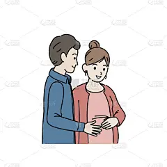 孕妇与丈夫插画