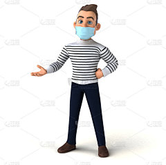 一个带面具的卡通人物的3D插图