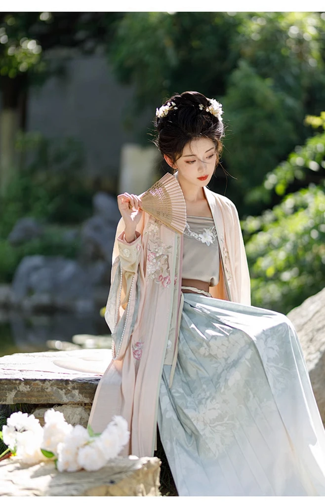 池夏【花间事·绛珠仙】宋制长干寺飞机袖短衫百迭裙原创改良汉服-淘宝网-花瓣网