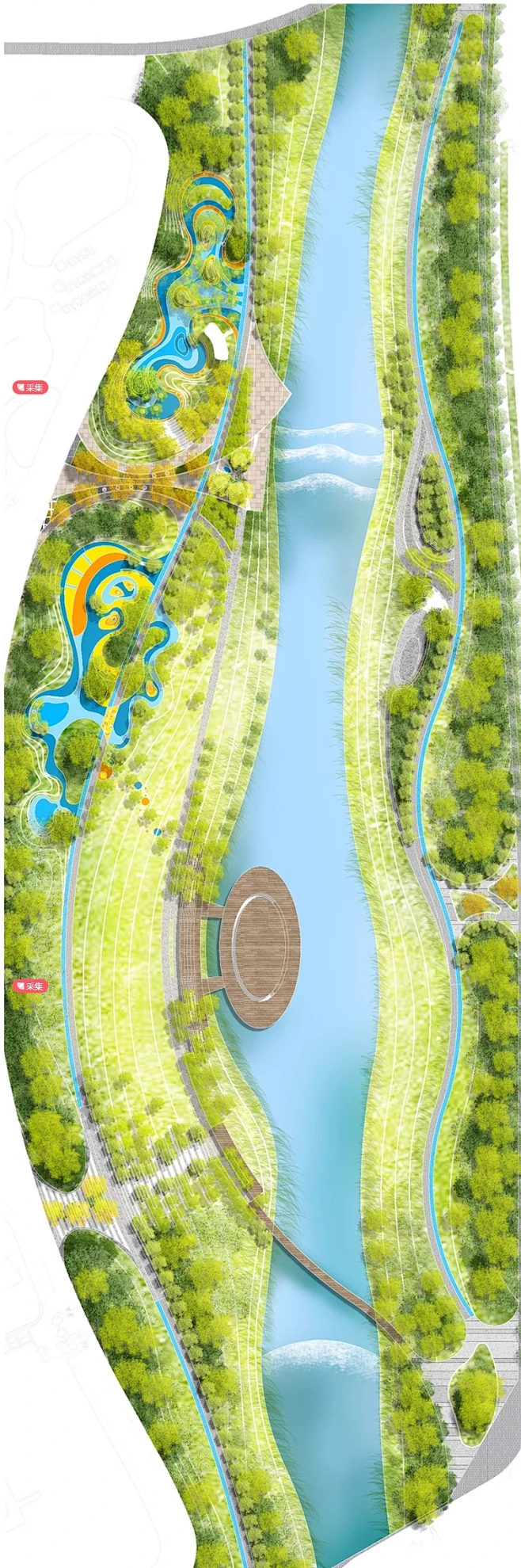 2024小清新公园景观彩平图PSD分层素材滨河公园设计彩平图PS素材-花瓣网