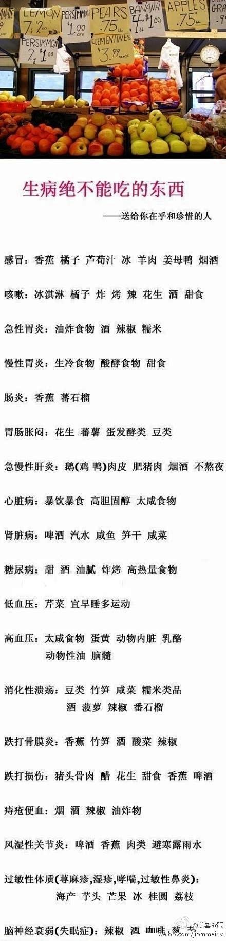 生病决不能吃的东西
