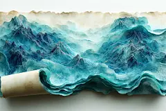 国潮立体山水名画