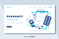 Free vector pharmacy landing page flat design