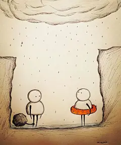 简单的插画，看似有些暗黑，有些忧伤，却有更多人生哲理