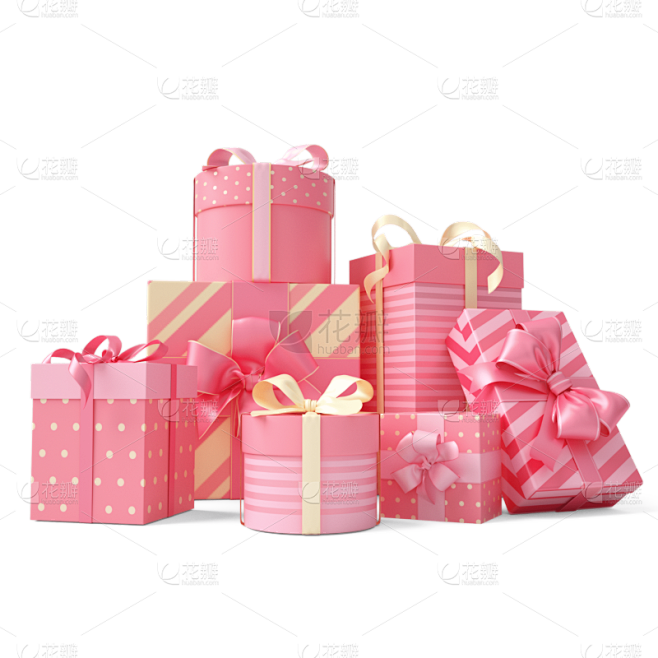 粉色精致礼物盒免抠包装元素