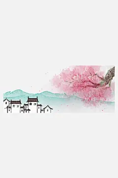 水墨古建筑古风江南名胜古迹城市屋檐素材