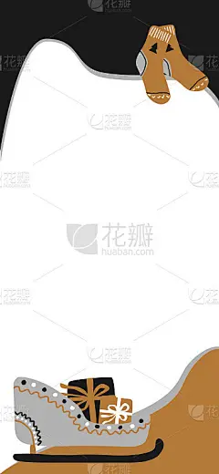 矢量背景的圣诞故事，社交网络的模板风格的斯堪的纳维亚简单的手绘。假日相框的层与可爱的物品-雪橇和袜子