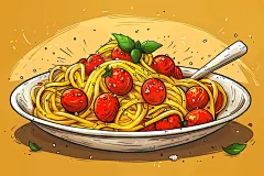番茄酱意大利面美食插图插画