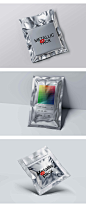 一组精致质感银色食品真空包装袋品牌效果展示样机PSD设计素材-淘宝网