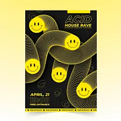 有趣的微笑表情包符号节日活动酸性海报单页版式排版平面设计模板矢量图素材