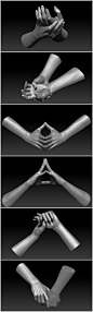ZBrush/maya/3dmax/C4d超精细女性手臂雕刻姿势手势3D打印级别3D模型合集  女性手臂手指手势雕刻参考高清图 CG原画参考设定