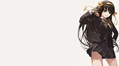 动漫2560x1440凉宫春日的忧郁凉宫春日的长发动漫女孩动漫女孩头发丝带学校制服简单背景