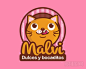 Malvi卡通猫标志设计