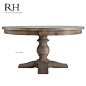 R 美式乡村实木餐桌 法式仿古圆餐桌 1.1米全实木桌子-淘宝网