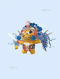 3d立体国潮风京剧动物卡通老虎可爱清新模型