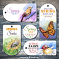 Spring animals sales labels  Premium Vector