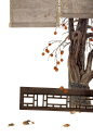 中国风树下庭院古风手绘背景|国风,庭院,古风,背景,中国风,装饰元素