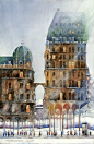 水彩画家 Tutus Brzozowski 笔下精致的水彩建筑 ​​​​