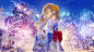 Anime 1689x950 anime original characters anime girls Ashima Japanese clothes yukata brunette blue eyes fireworks sutorora