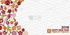 春节,狗,2018,贺卡,图标,宠物,亚洲,传统,文字,庆祝