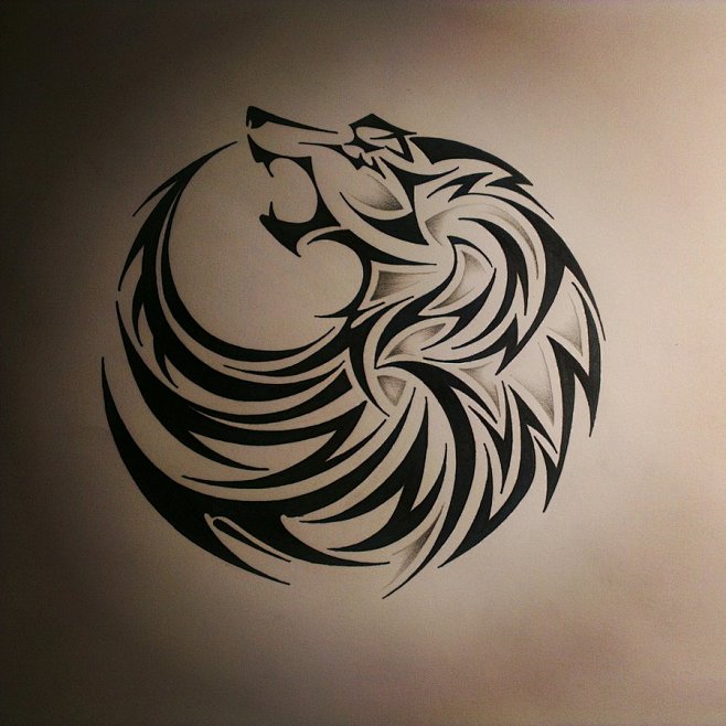 tribal wolf tattoo b...