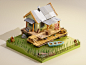 3D blender building environment Game Art Isometric Low Poly lowpoly modeling stylized
