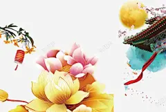 节日手绘彩莲灯笼腊梅 免抠png 设计图片 免费下载 页面网页 平面电商 创意素材