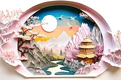 唯美大气立体山水风景数字艺术