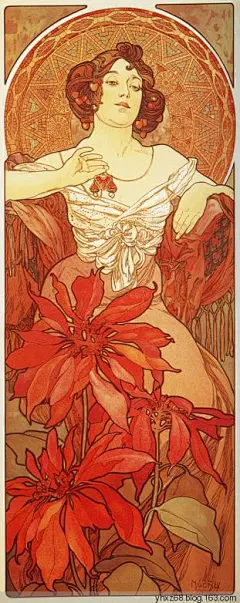 慕夏（mucha）——《花卉》系列之《百合》1897 -花瓣网