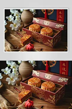 AI数字艺术中秋节送礼月饼礼盒图片