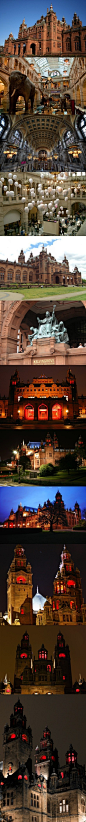 [Kelvingrove Art Gallery and Museum 凯文葛罗夫艺术博物馆] 苏格兰最热门的免费旅游景点，是伦敦以外访问量最大的英国博物馆。虽然一直觉得这个博物馆有些展品有些另类，但白天时这座博物馆是非常漂亮而且正常的。为什么说正常.....因为一到了晚上，你会发现，这座博物馆的照灯....全是红色的...