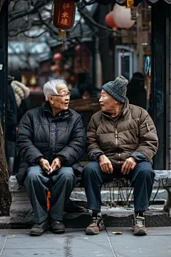 老年人休闲生活闲聊聊天图片