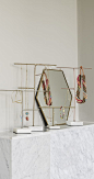 Oliver Bonas Gold Hexagon Mirror and Copper & Marble Jewellery Stands - due August!: