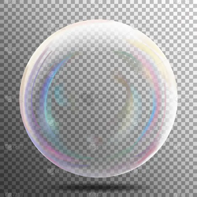 空气泡沫。发光光透明阴影，反射，闪闪发光的球体的白色透明泡泡。矢量图-花瓣网