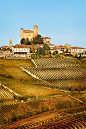 The castle of Serralunga d’Alba (year 1357) is located on the top of the hill in the middle of the village. The area is an hilly countryside called Langhe that is very famous for its wines (Nebbiolo, Barbera, Barbaresco, etc.), cheeses, and the white truf