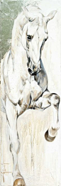 Artist Elise Genest Arts & Chevaux Zairo, again and again acrylic on canvas 20x60: 
