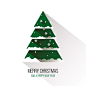 绿色扁平化圣诞树矢量素材，素材格式：EPS，素材关键词：冬季,圣诞节,圣诞树,积雪